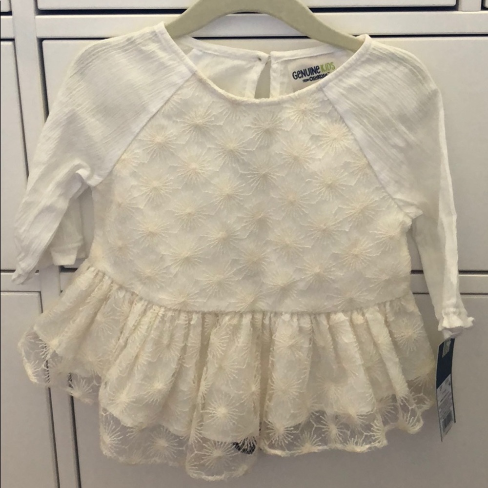 NWT OshKosh White/cream pattern shirt 2T